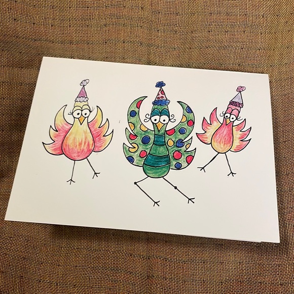5 Printed Art Birthday Cards Fr My Strange Birds Collection Blank Inside - Picture 1 of 2